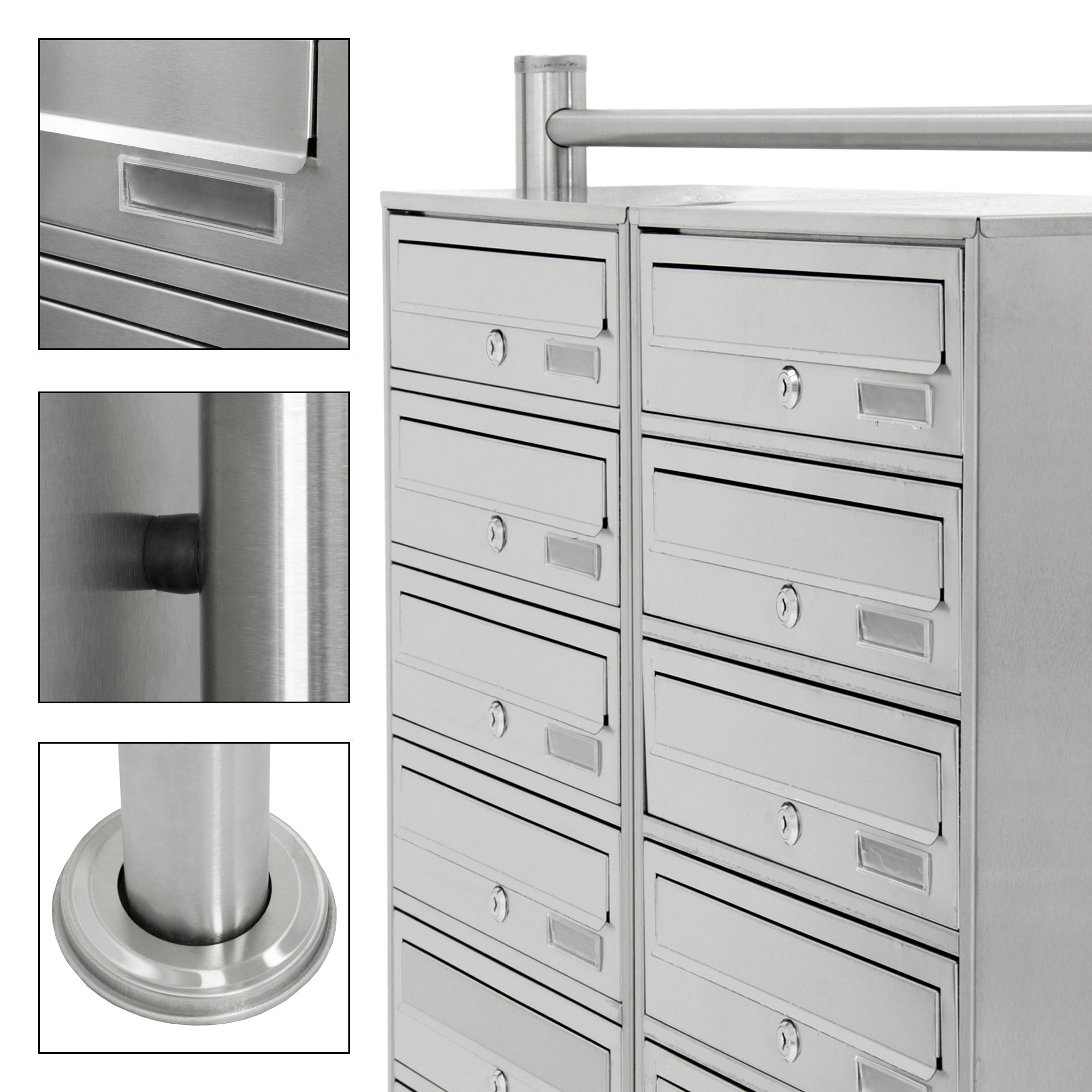 ECD Germany boîte aux lettres collective inox 10 cases sur pied