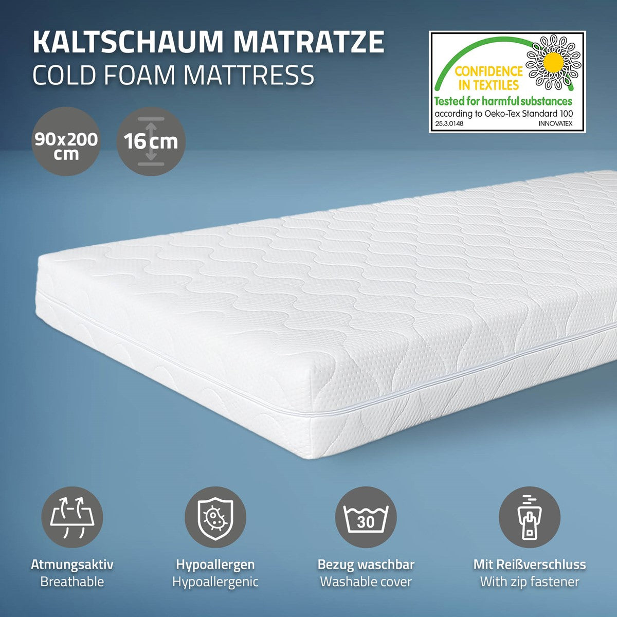 ECD Germany Kinder lit cabane 90x200 blanc avec matelas pin