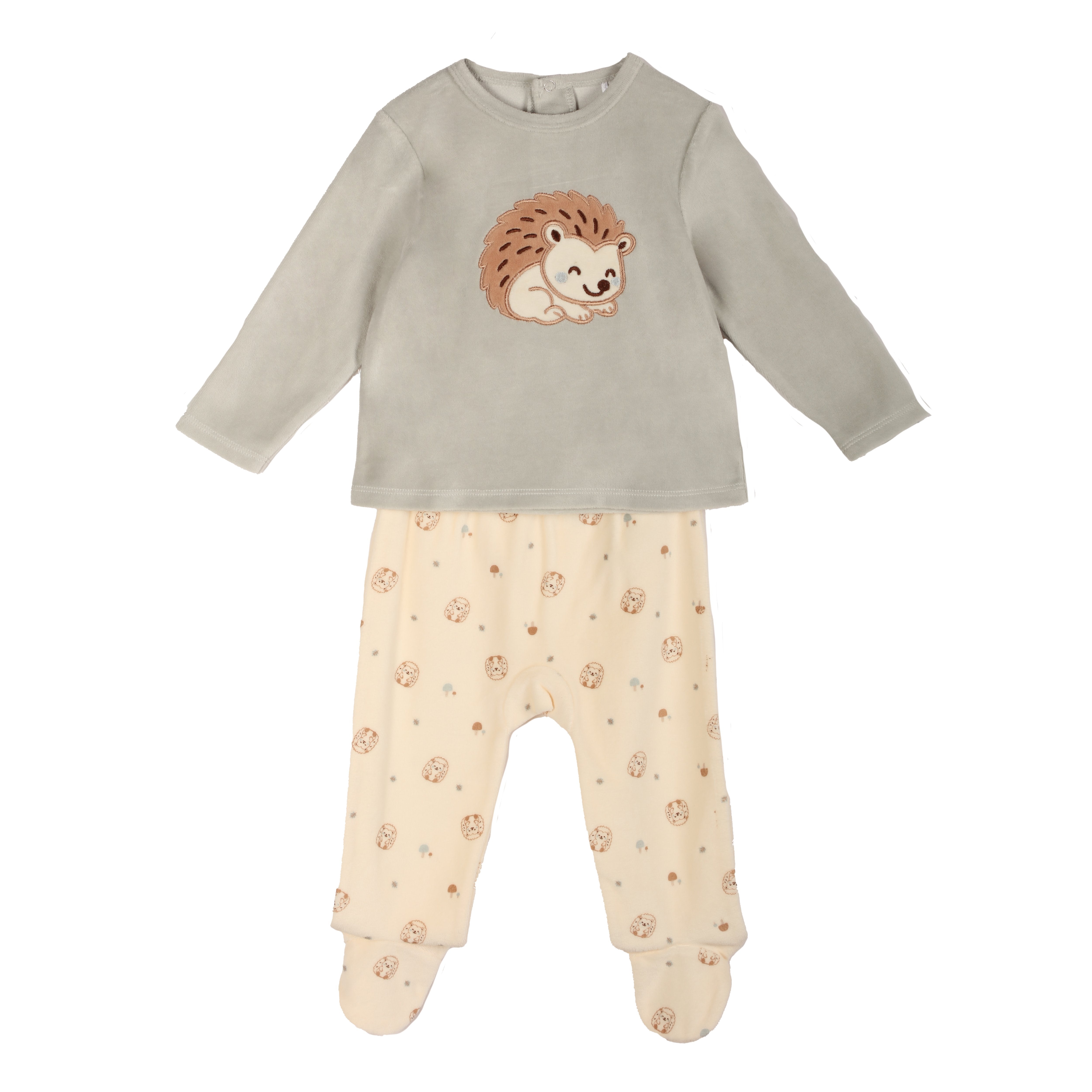 Stokomani Dors-bien velours vert ensemble bébé 12M coton