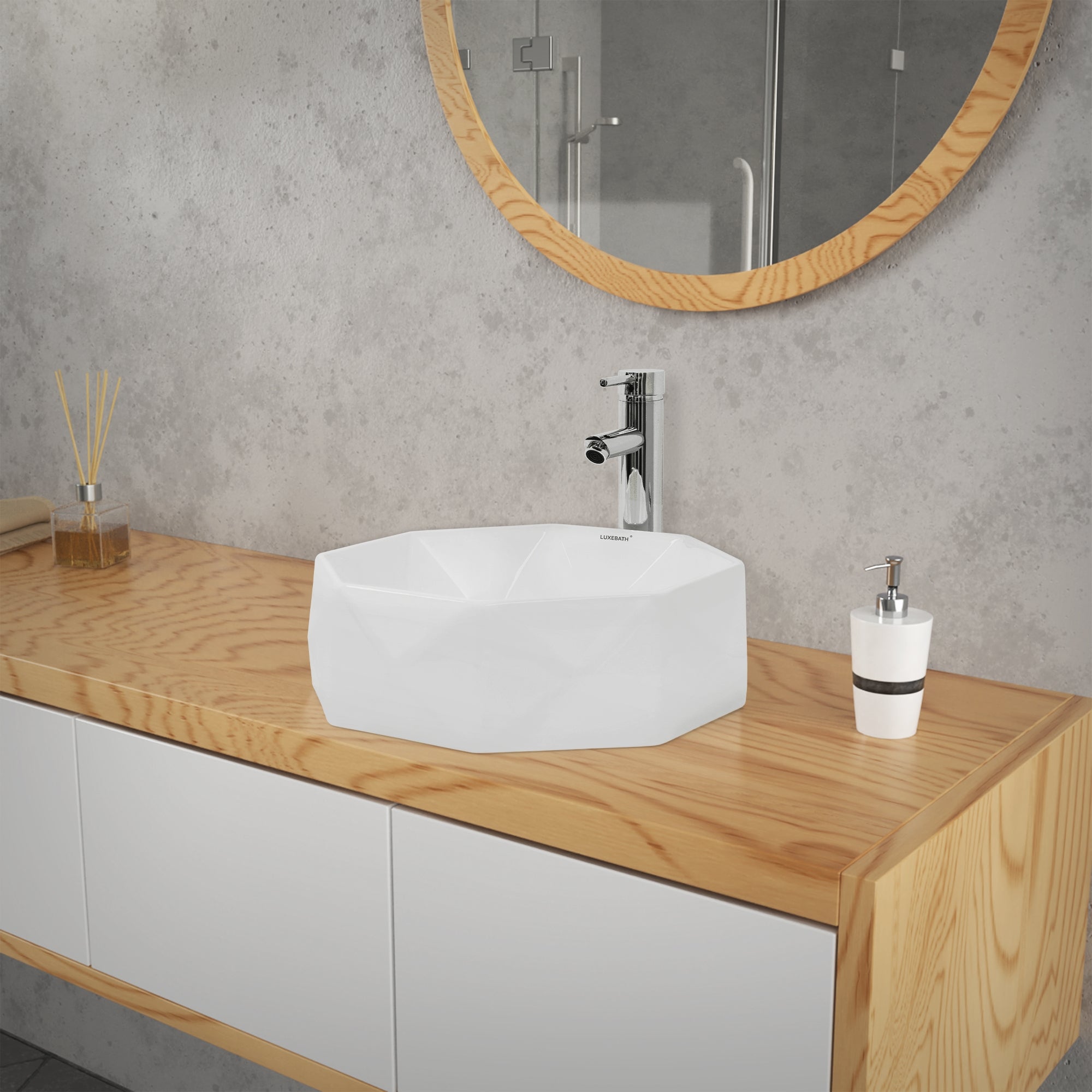 LuxeBath vasque ronde 42 cm blanc céramique avec bonde