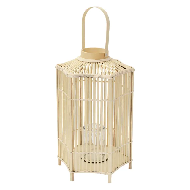 ECD Germany Garten Lanterne Bambou 75 cm Bois