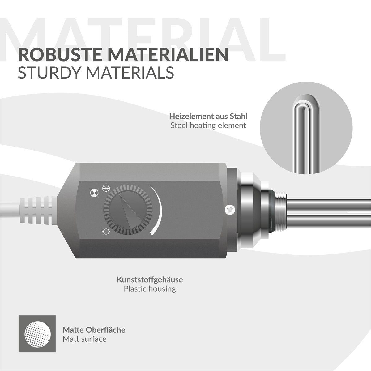 ECD Germany radiateur électrique anthracite 500x1800 1200W