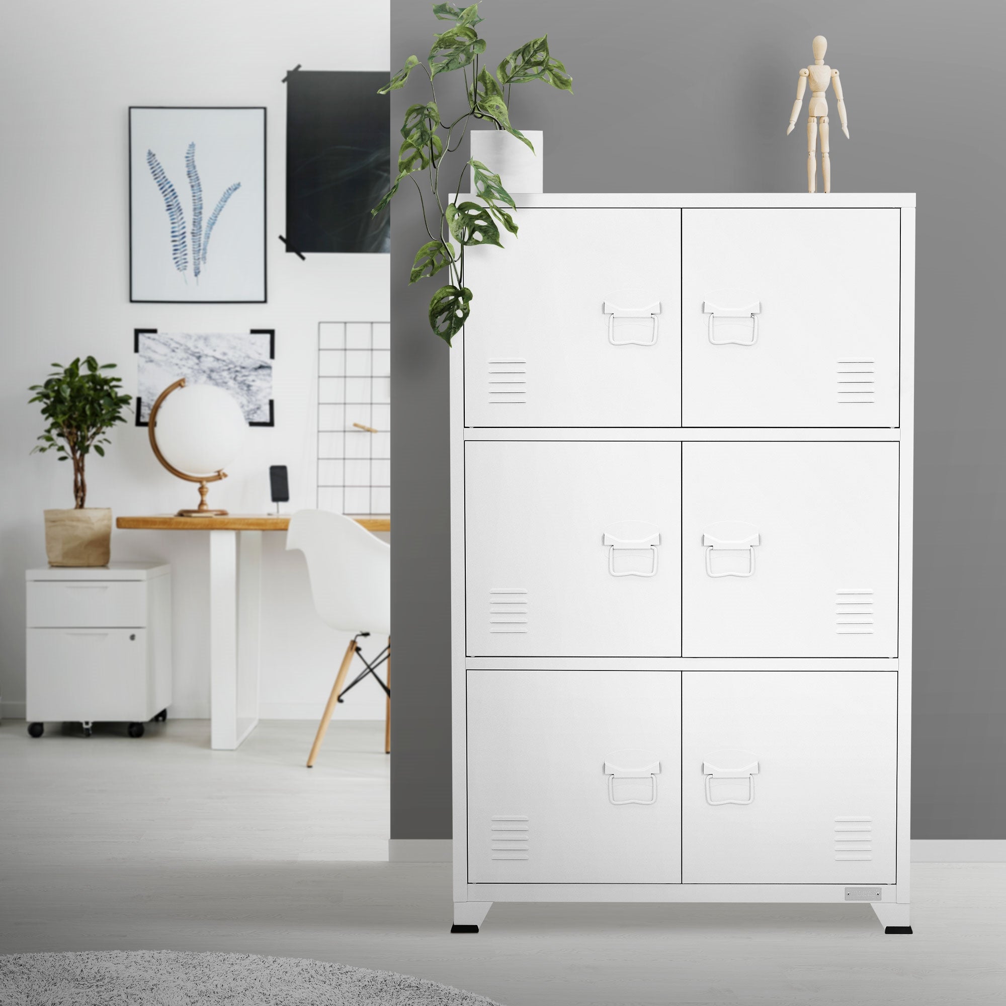 ECD Germany Werkstatt armoire bureau acier blanc 75x40x120 cm