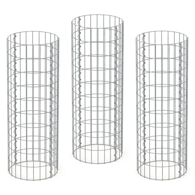 ECD Germany Garten gabion colonne ronde Ø35x100 cm lot 3 galvanisé
