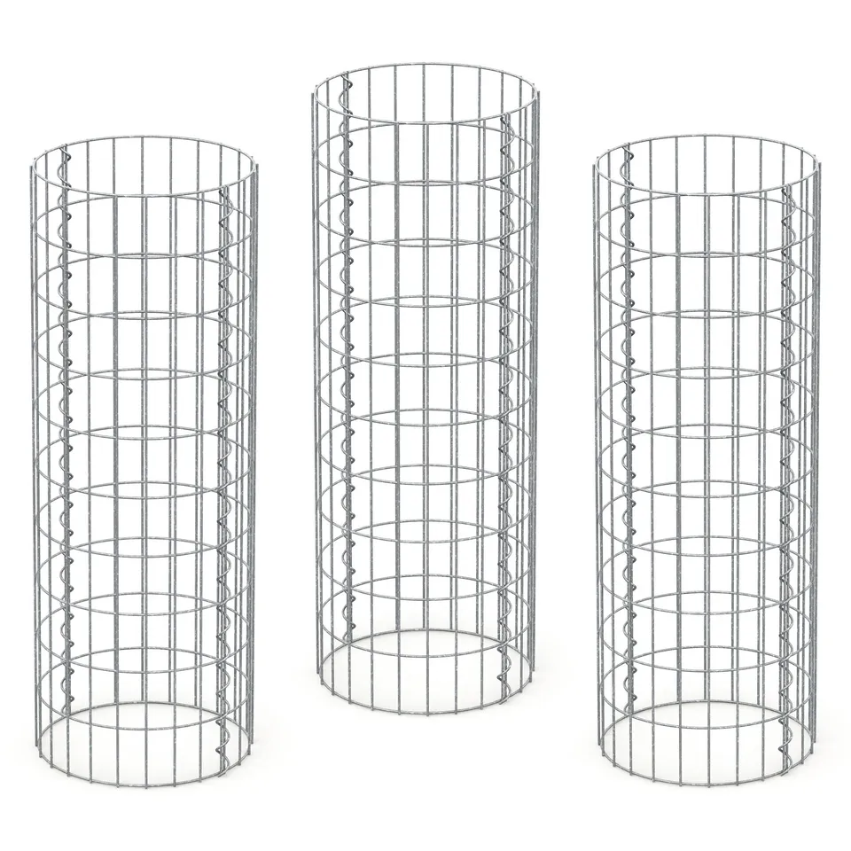 ECD Germany Garten gabion colonne ronde Ø35x100 cm lot 3 galvanisé