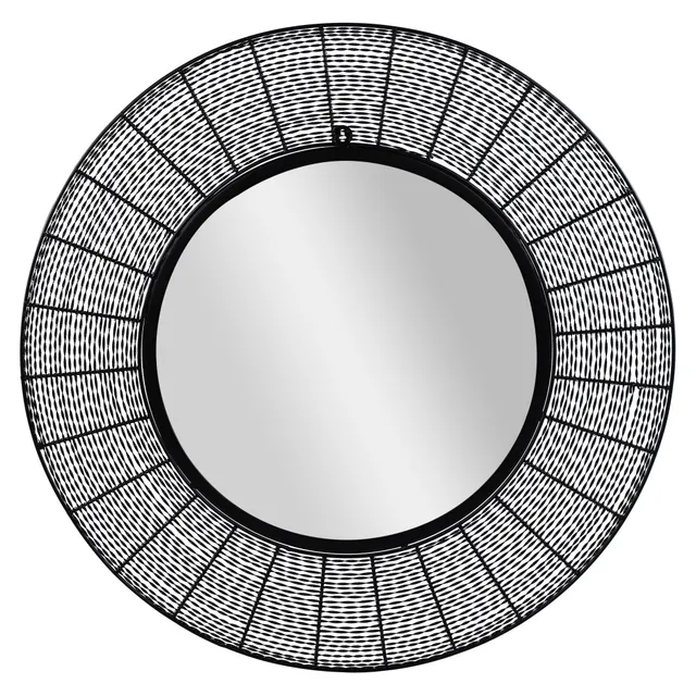ECD Germany Haus & Wohnen miroir mural rond 84 cm noir métal