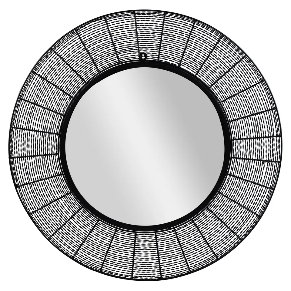 ECD Germany Haus & Wohnen miroir mural rond 84 cm noir métal