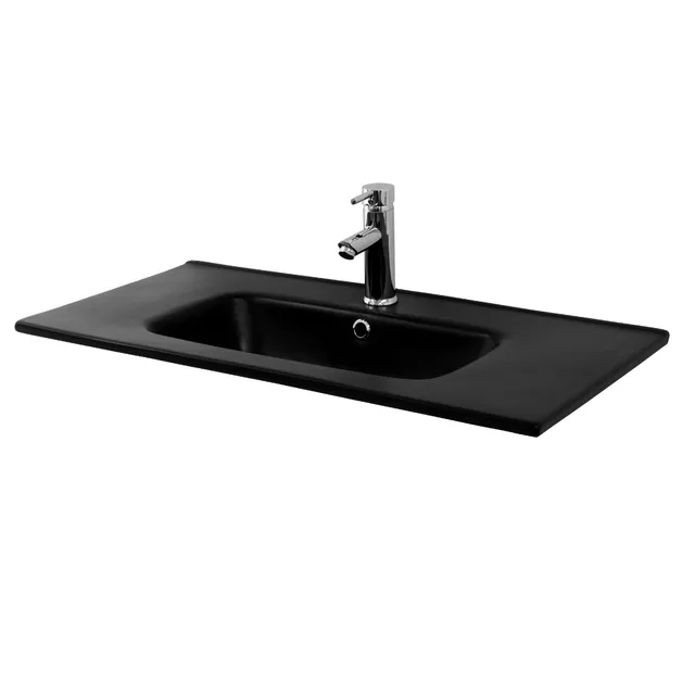 ECD Germany Sanitär Vasque rectangulaire noir 81 cm