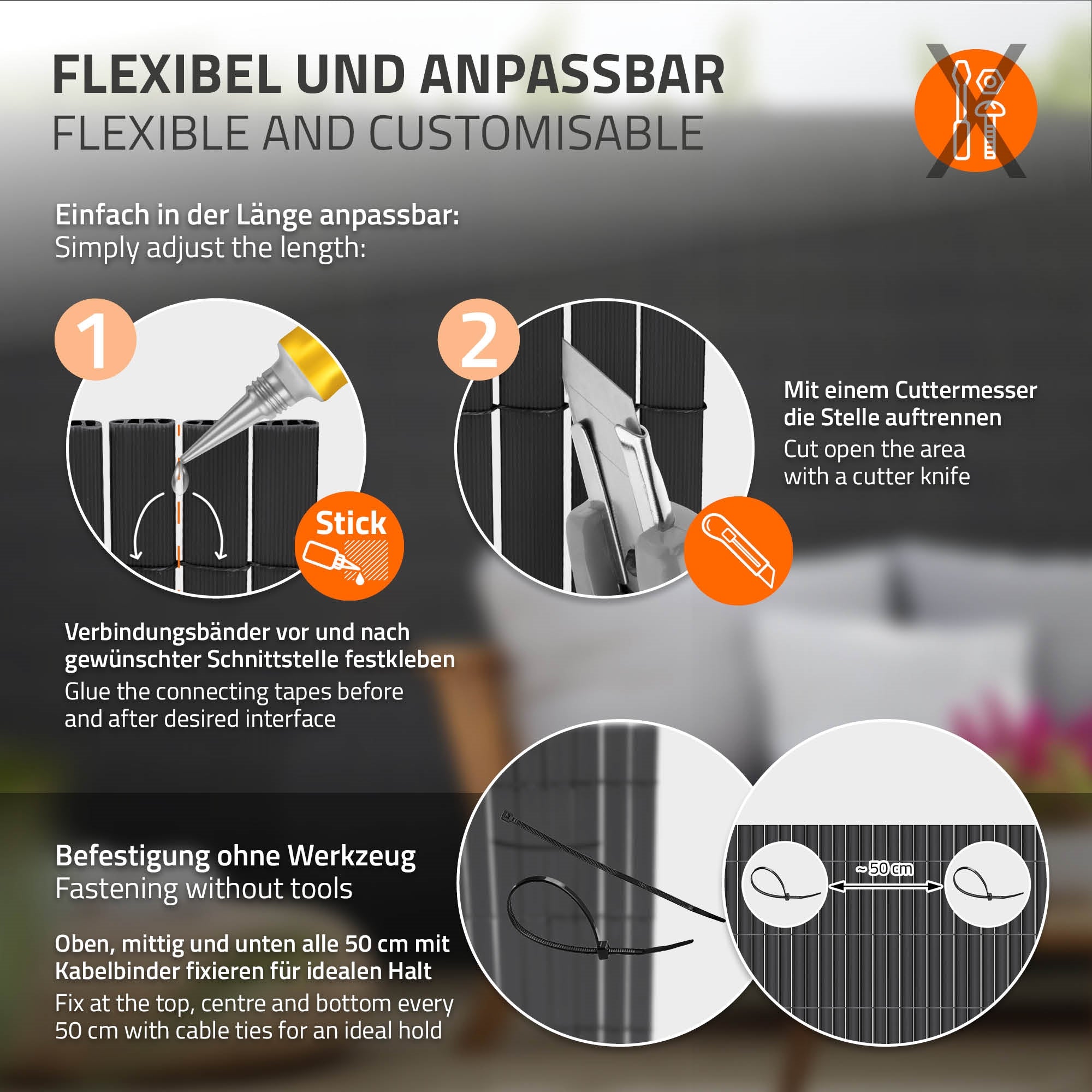 ECD Germany Garten brise-vue PVC anthracite 700x140 cm UV