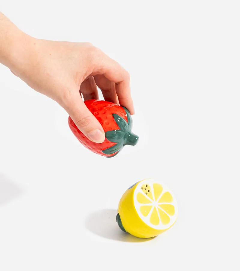 L'avant gardiste citron fraise salière et poivrière céramique