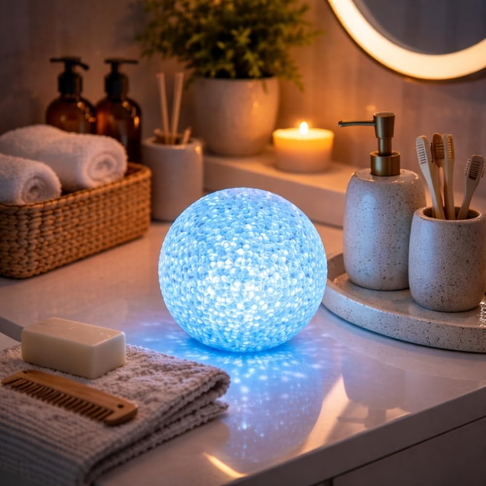 Shop-Story lot 2 boules lumineuses LED 8 cm effet cristal