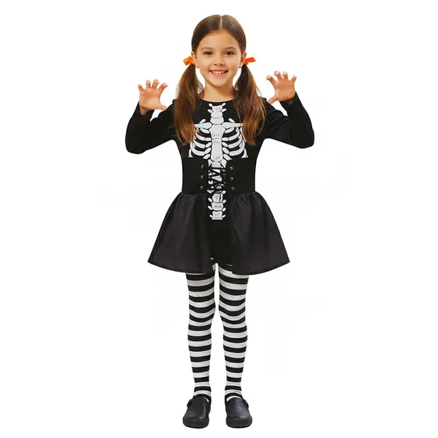 Shop-Story Loisirs déguisement squelette fille 4/6 ans 3 pièces