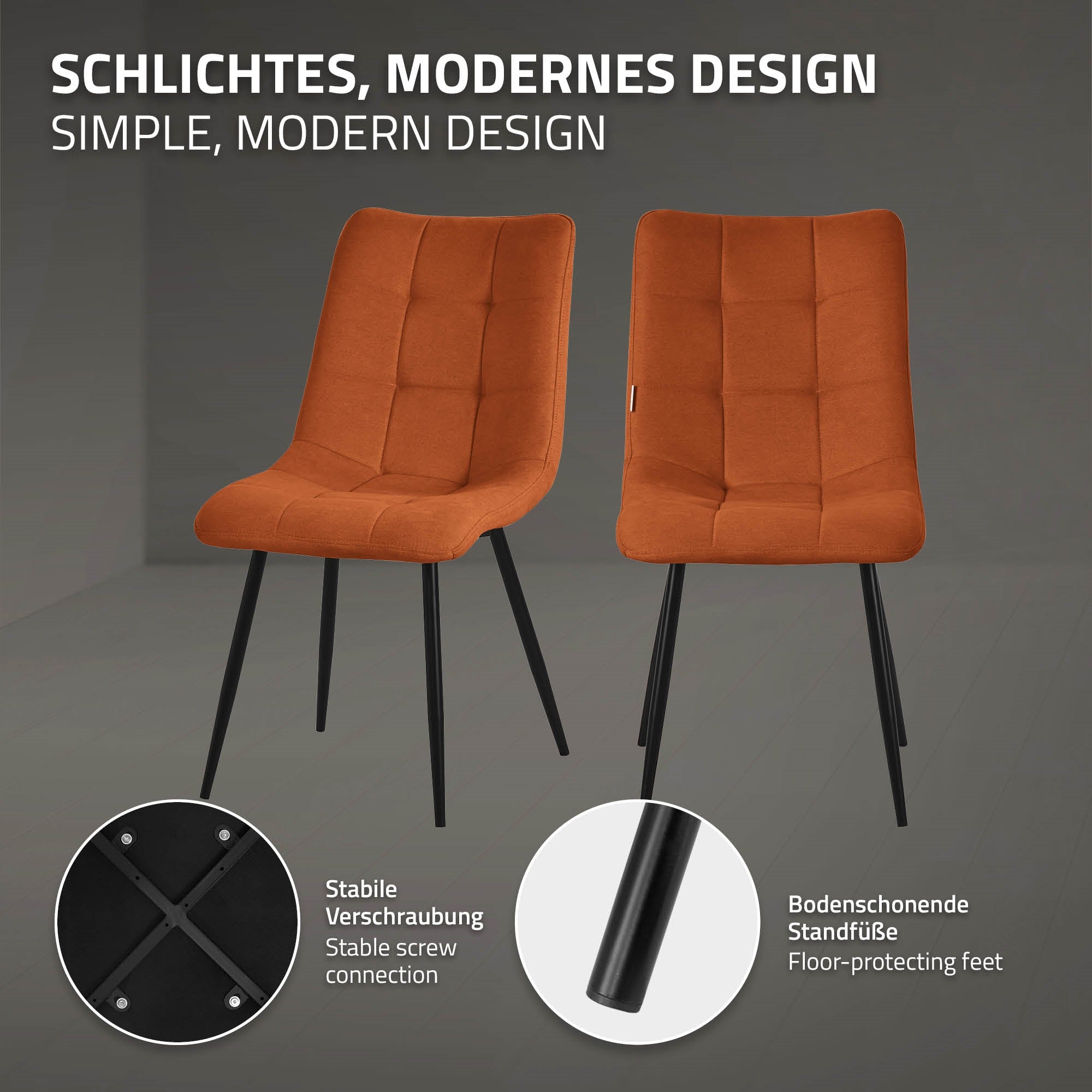ECD Germany Möbel ML-Design lot 6 chaises orange polyester