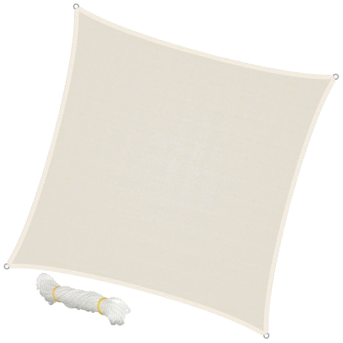 ECD Germany Garten voile d’ombrage carrée 5x5 m crème HDPE