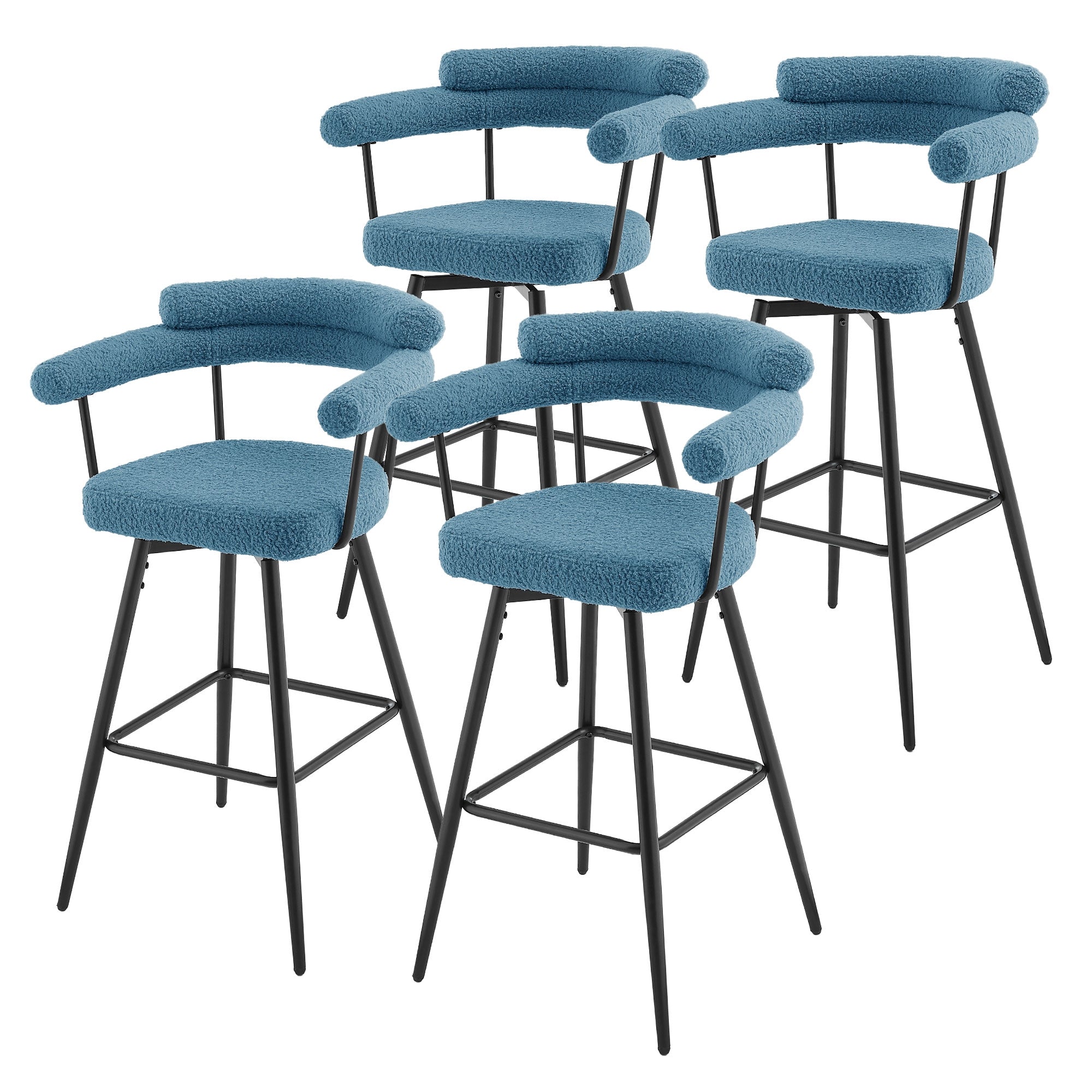 ECD Germany Möbel lot 4 tabourets de bar pivotants bleus 120 kg