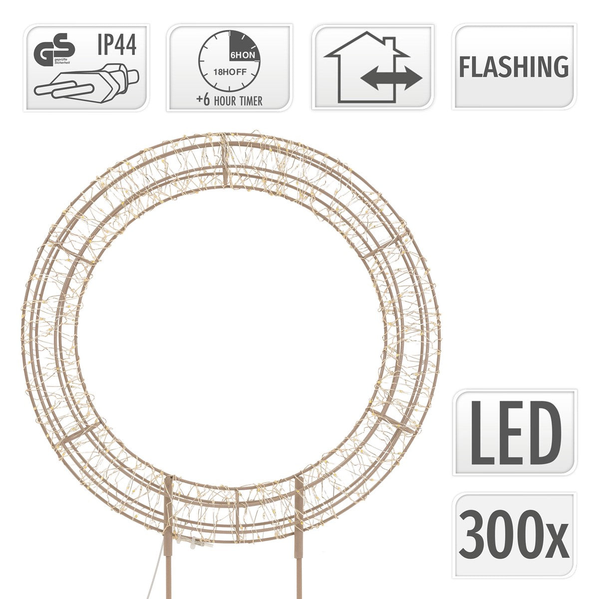 ECD Germany Haus & Wohnen Couronne de Noël LED 53 cm blanc chaud