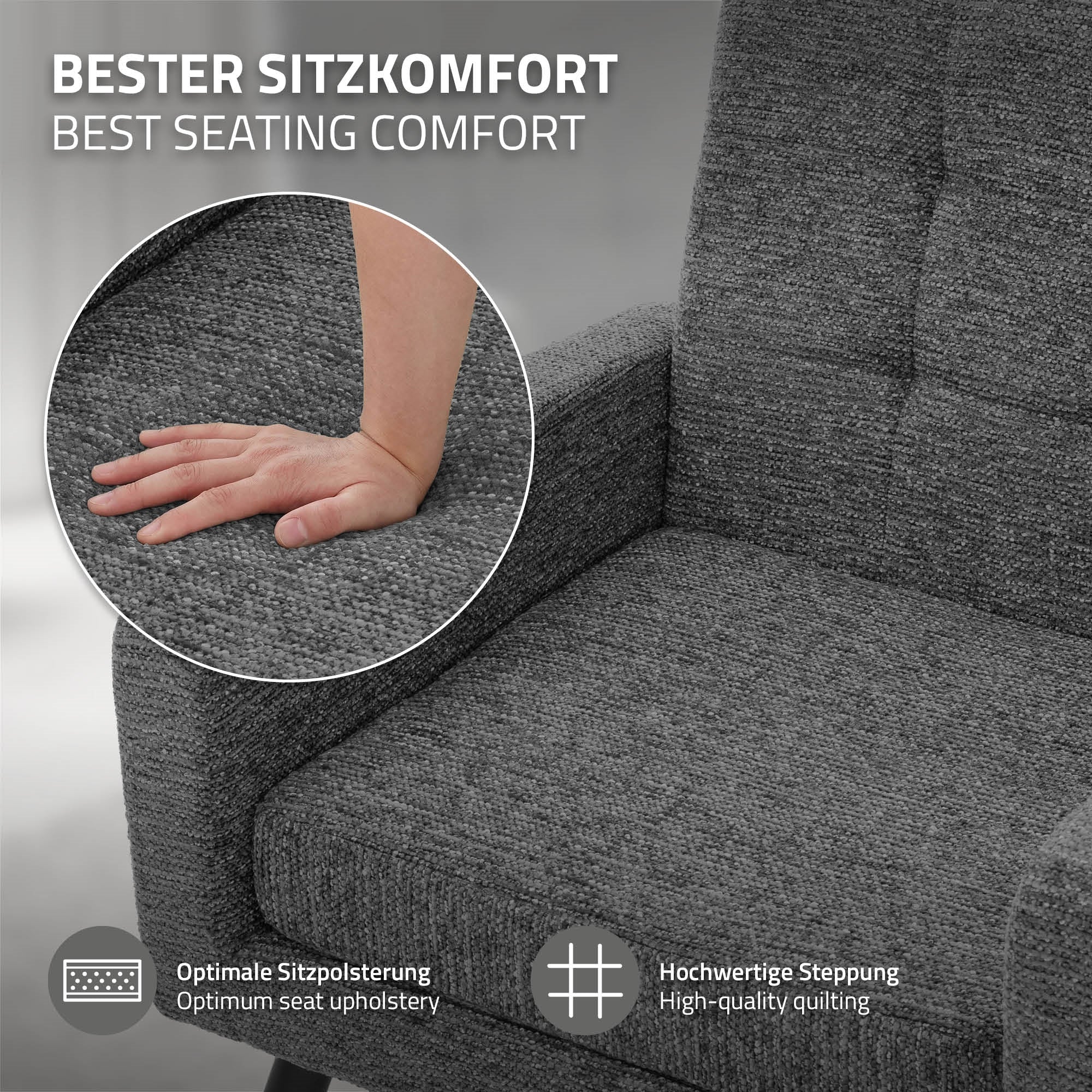 ML-Design fauteuil salon anthracite 66,5x80x63,5 tissu relax