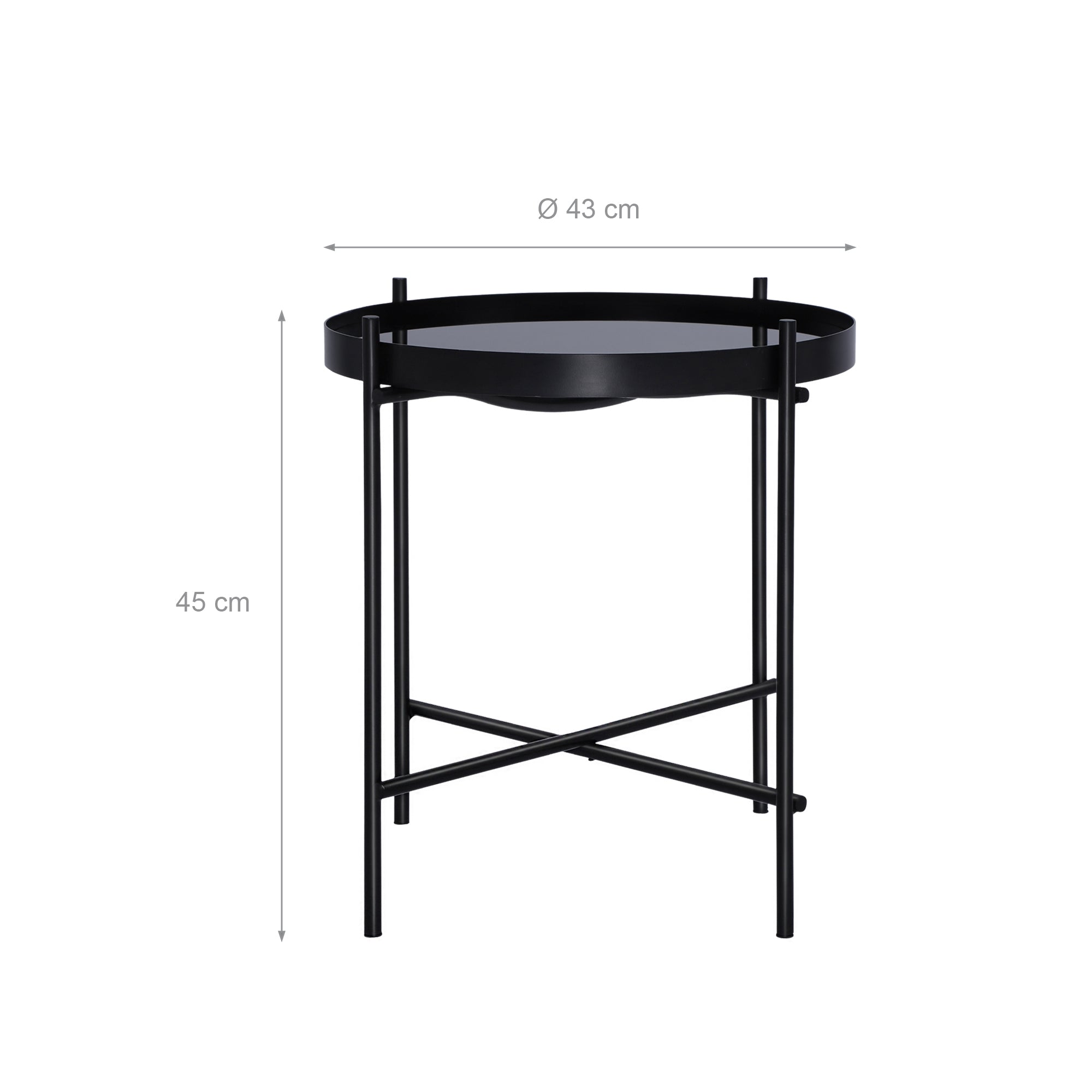 ECD Germany Möbel Table d appoint ronde 43x45 cm noir verre métal