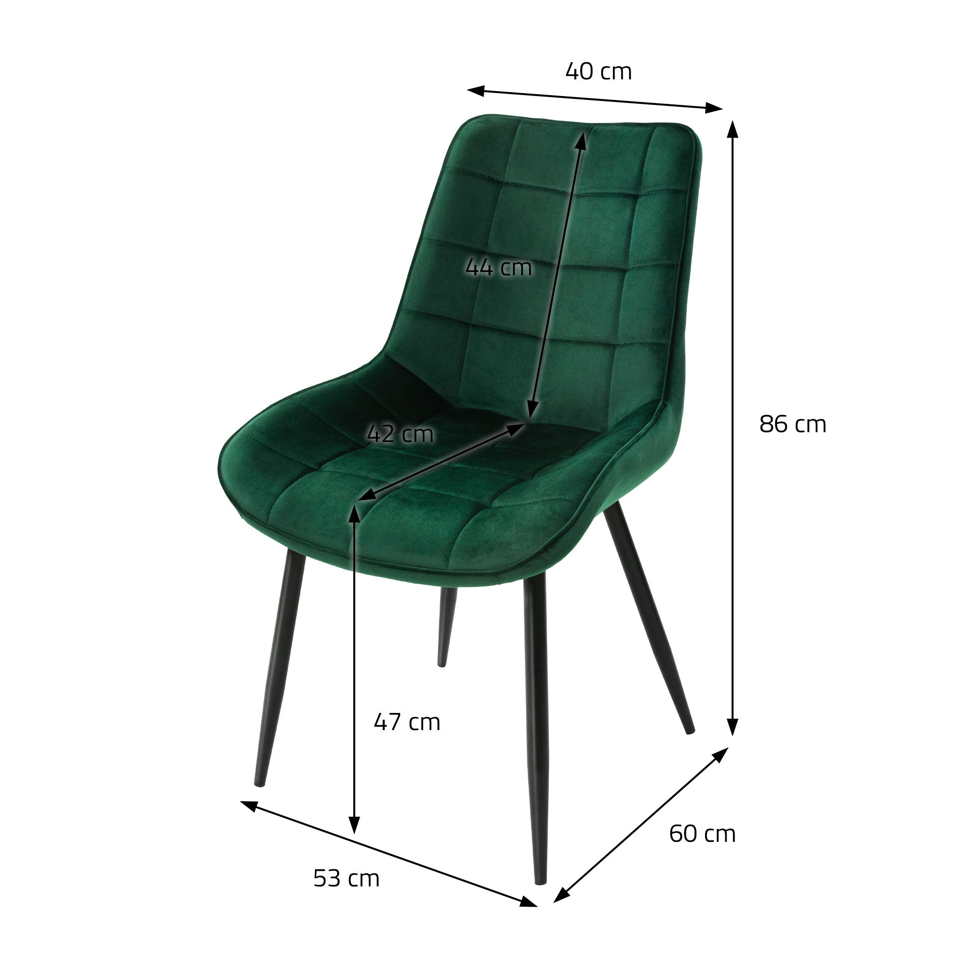 ECD Germany ML-Design lot 4 chaises salle à manger velours vert