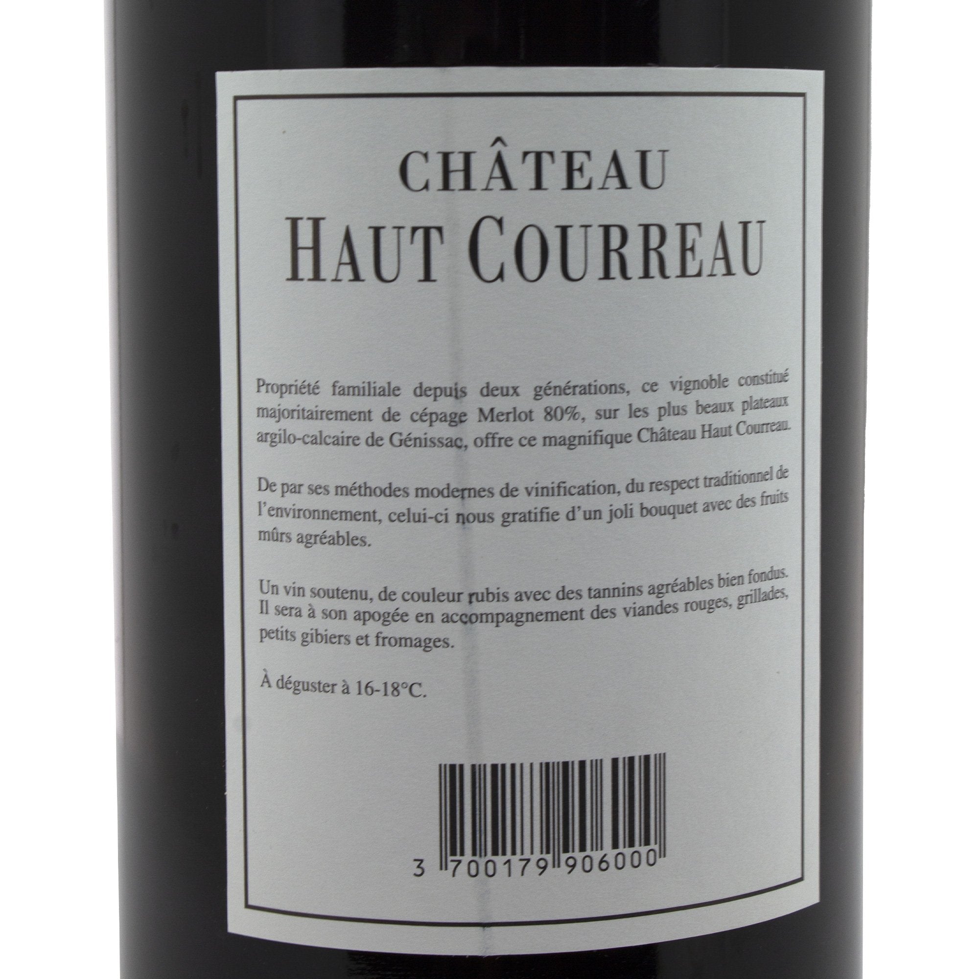 Château Haut Courreau Bordeaux AOP 2020 rouge merlot vin