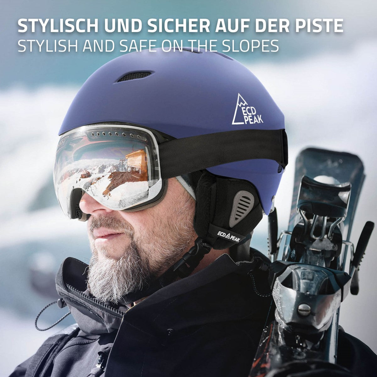 ECD Germany Sport casque ski bleu M 55-58 cm ventilé