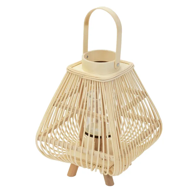ECD Germany Garten lanterne bambou 45,5 cm photophore verre
