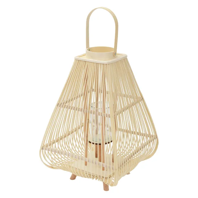 ECD Germany Garten Lanterne bambou 73,5 cm bois avec verre photophore