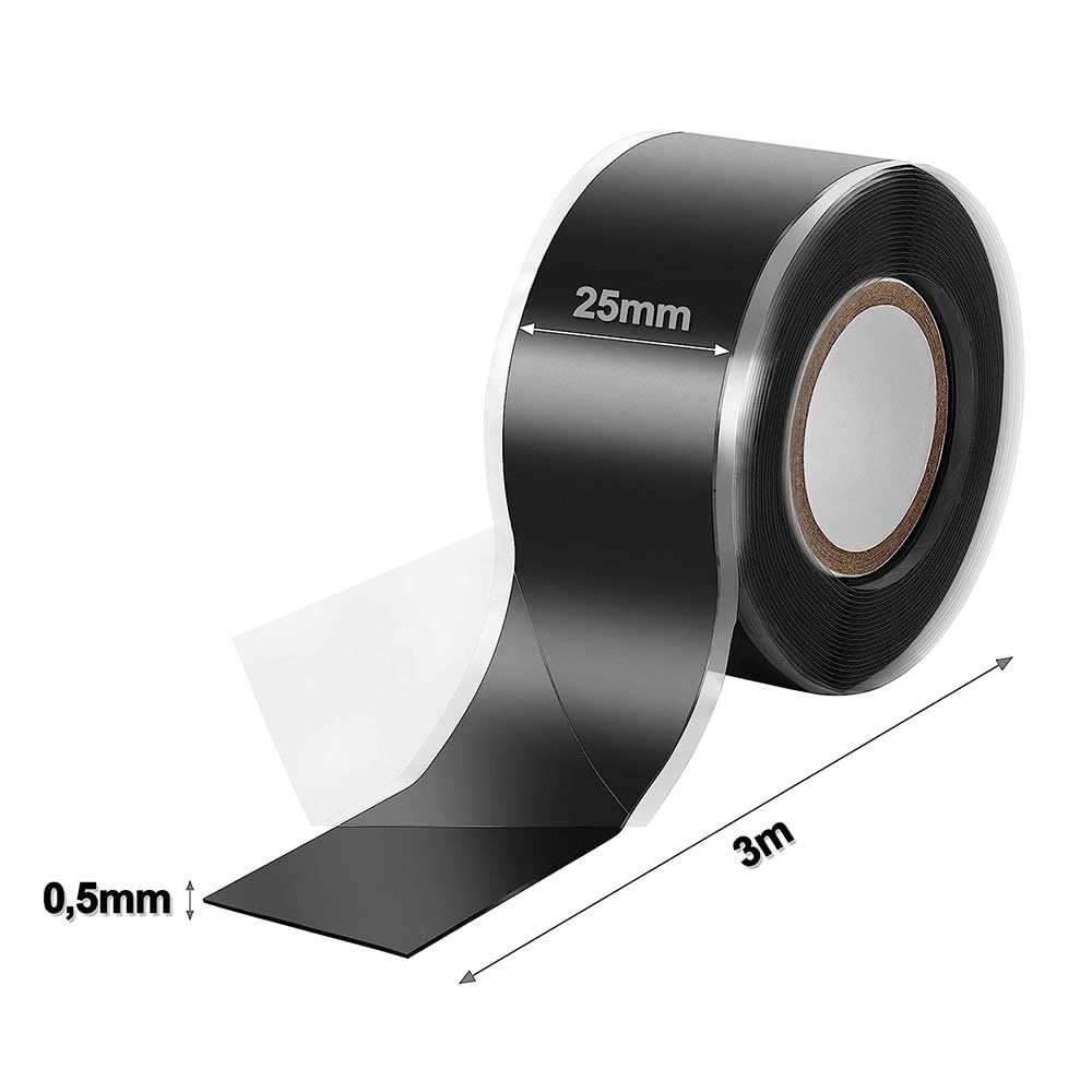 Shop-Story Ruban Silicone Isolant Noir Auto-Amalgamant 3m