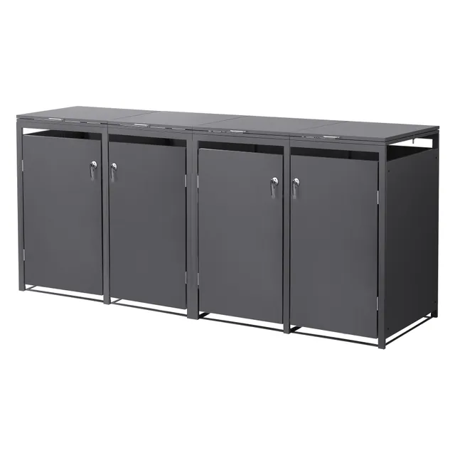 ECD Germany Cache-poubelle 4x240L 264 cm acier anthracite