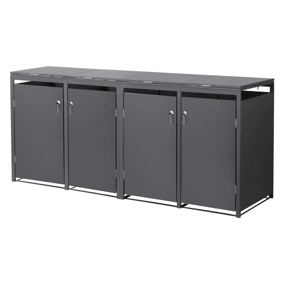 ECD Germany Cache-poubelle 4x240L 264 cm acier anthracite