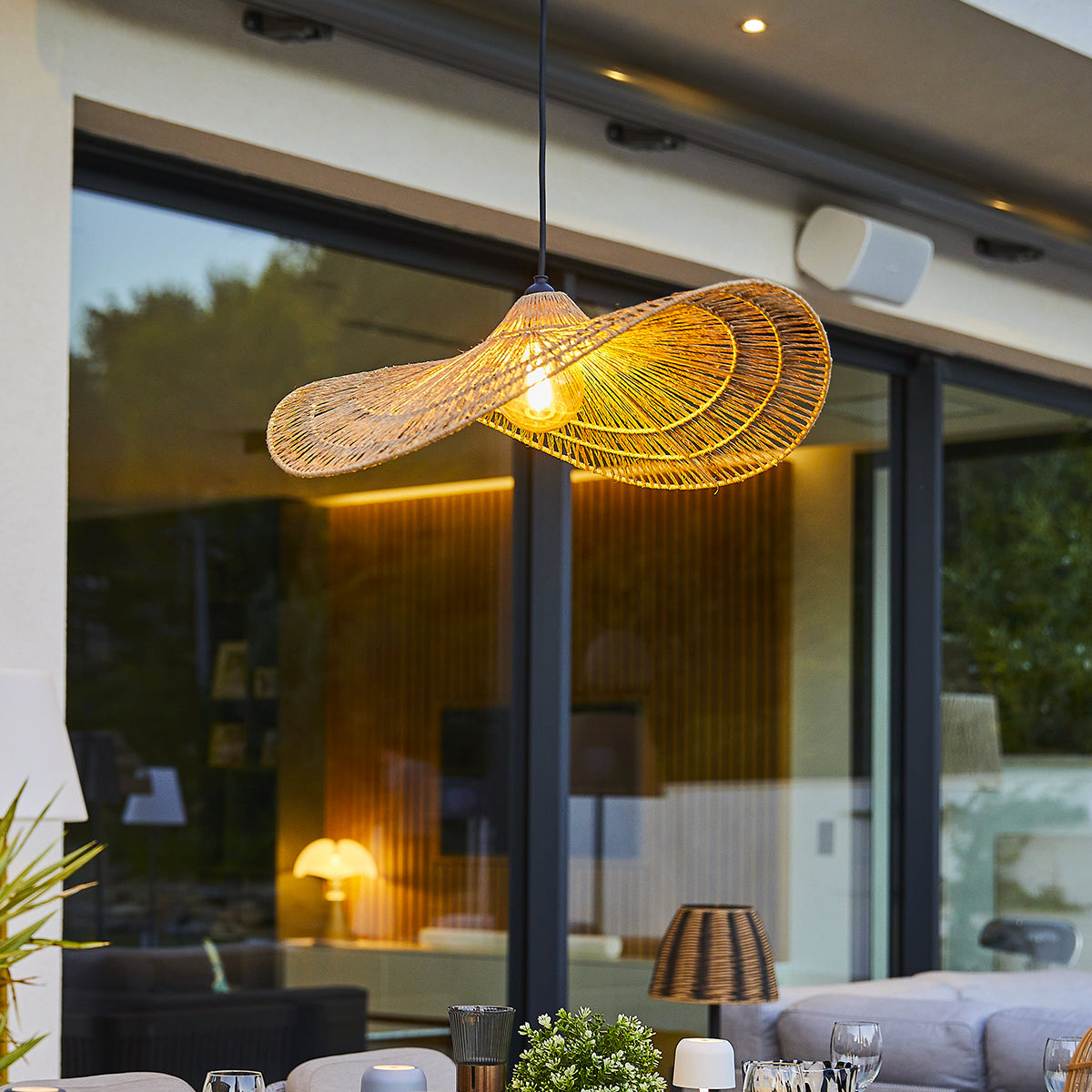 Red Deco Marbella Outdoor suspension jute E27 câble 5 m