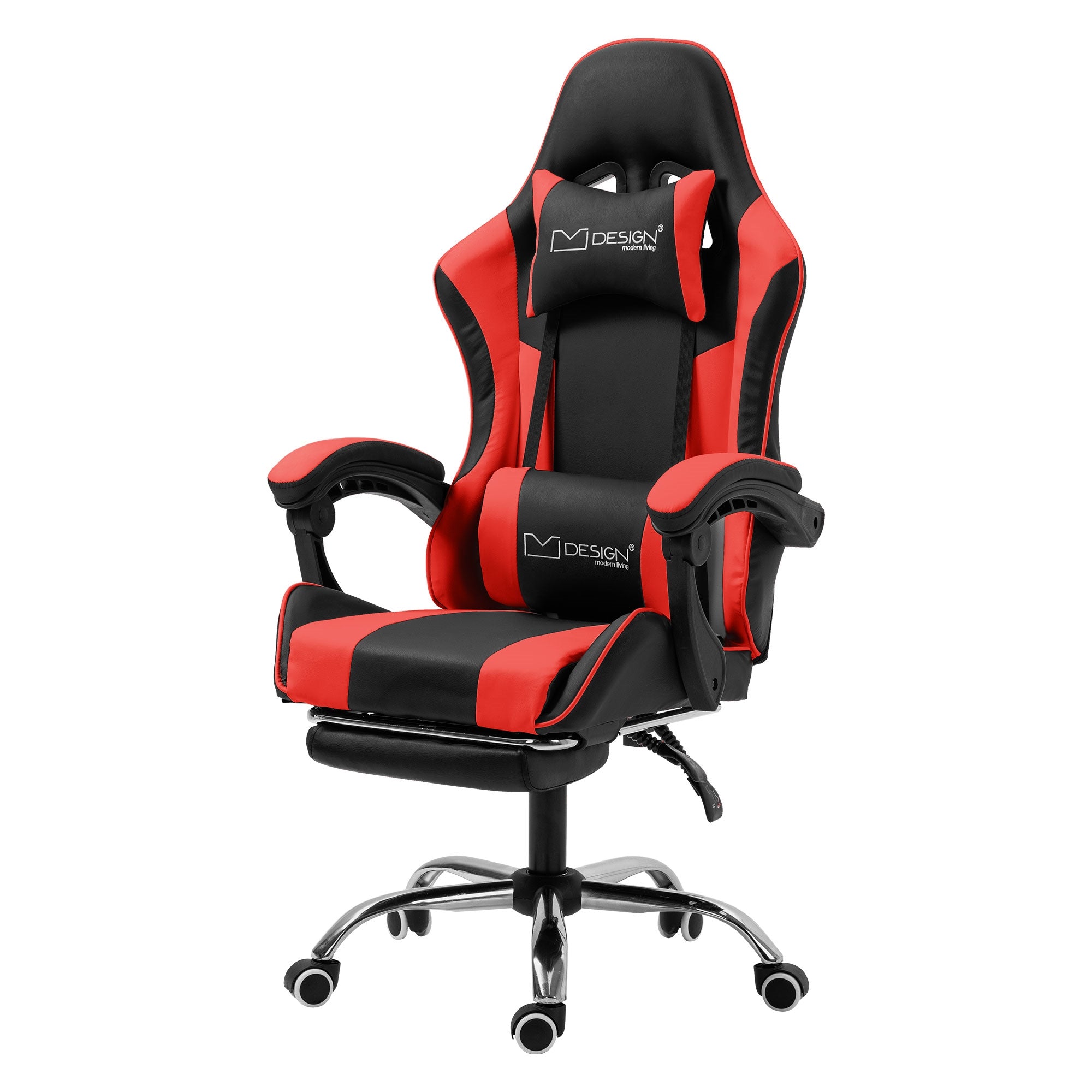 ECD Germany Möbel chaise gaming PU noir/bleu massage