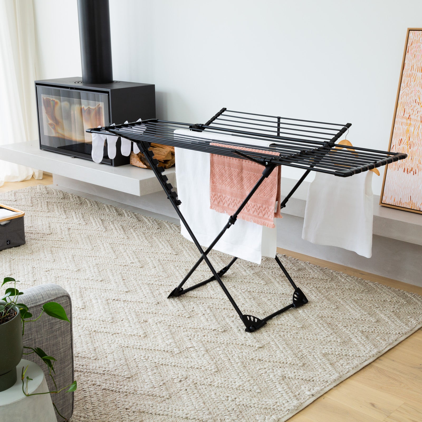 Red Deco Umea étendoir linge pliable noir 27m inox