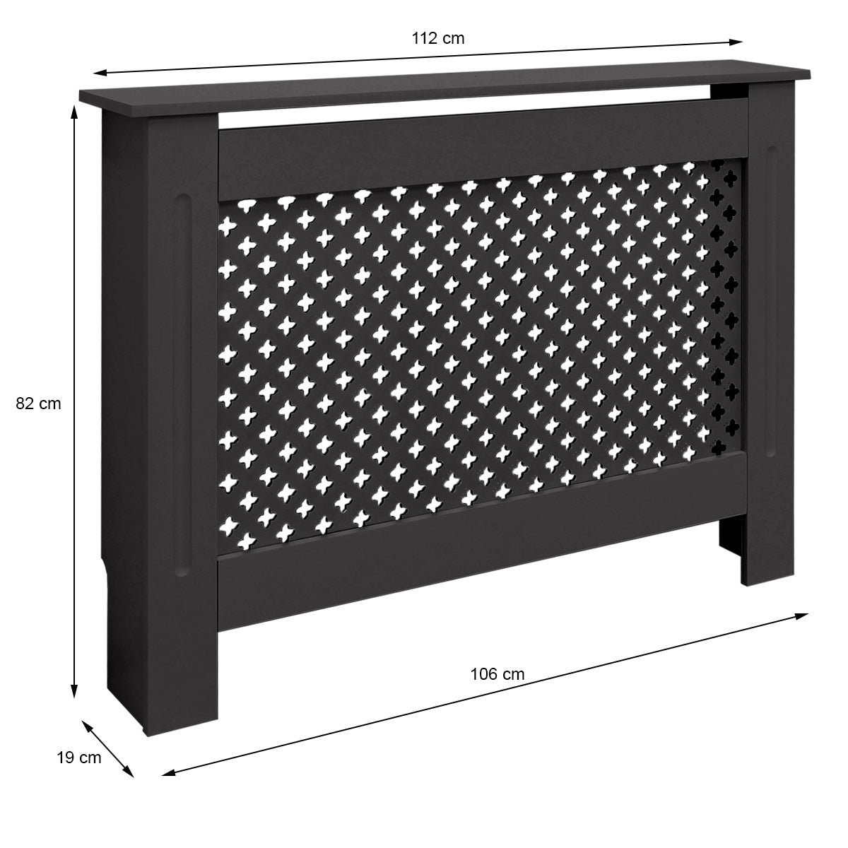 ECD Germany cache radiateur MDF noir 112x19x82 cm losange