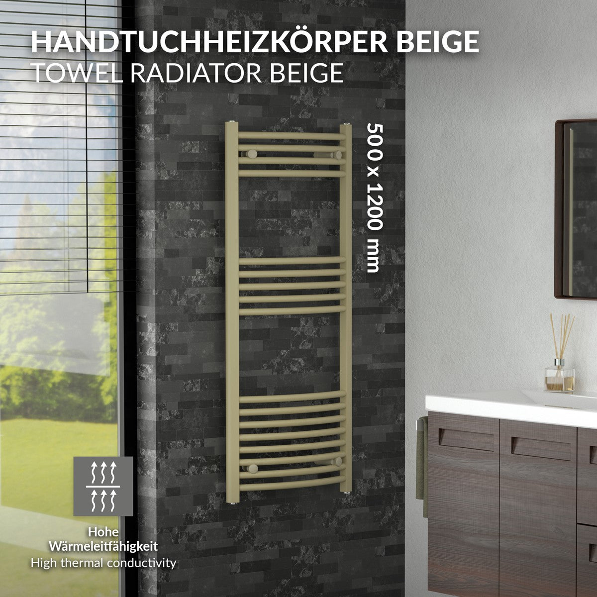 ECD Germany LuxeBath Sahara sèche-serviettes beige 500x1200