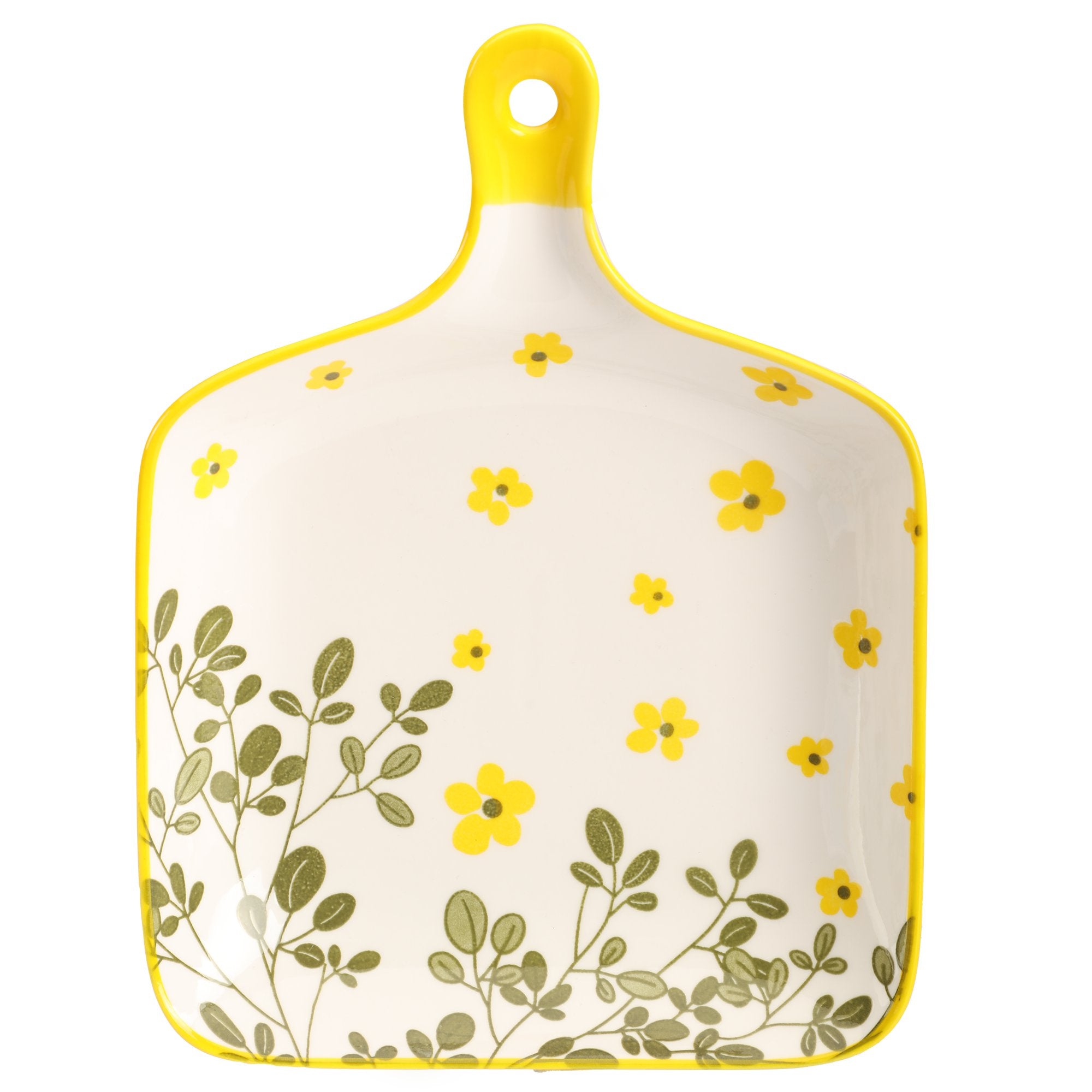 Plat céramique poignée 22x16cm jaune service