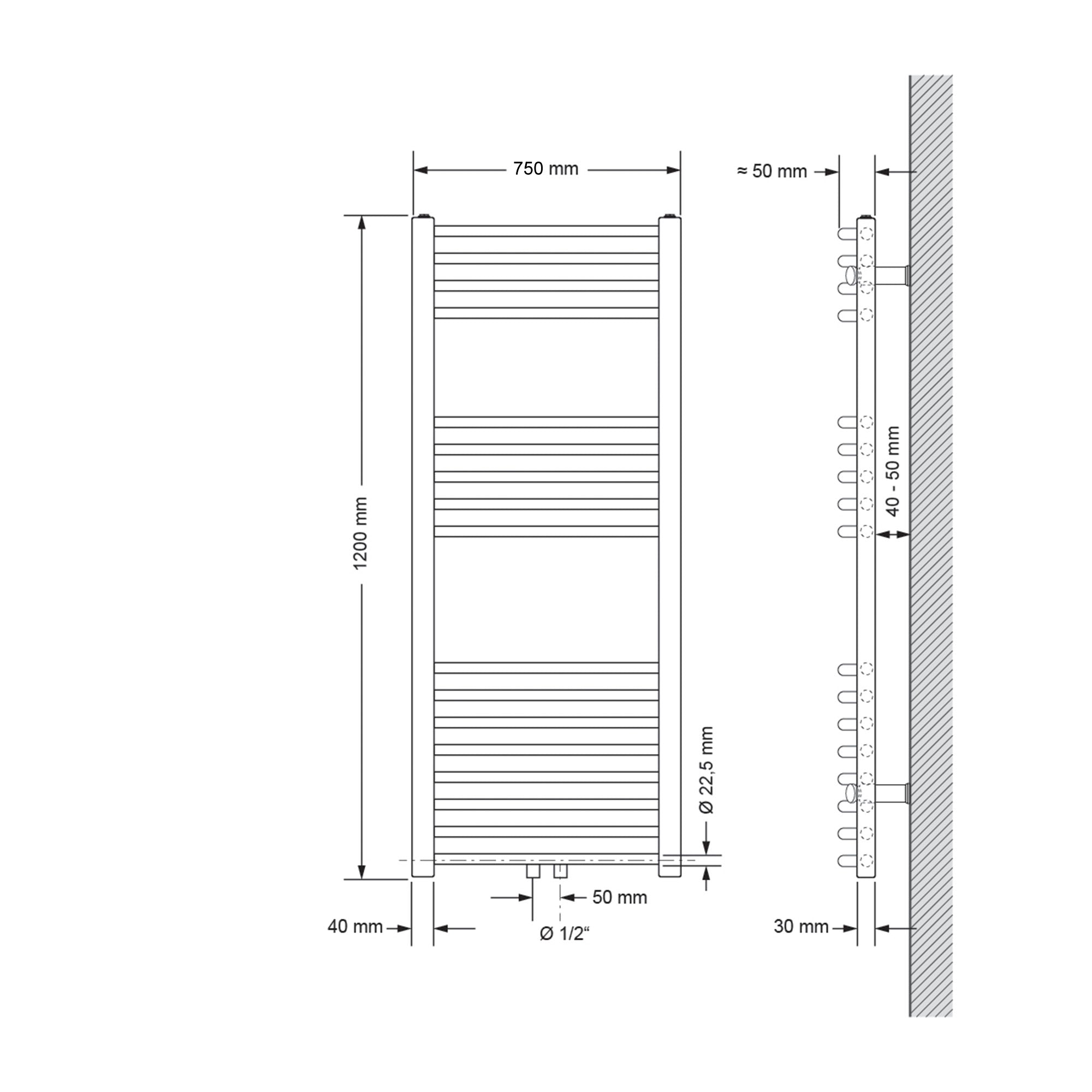 ECD Germany radiateur salle de bain Sahara blanc 750x1200 mm
