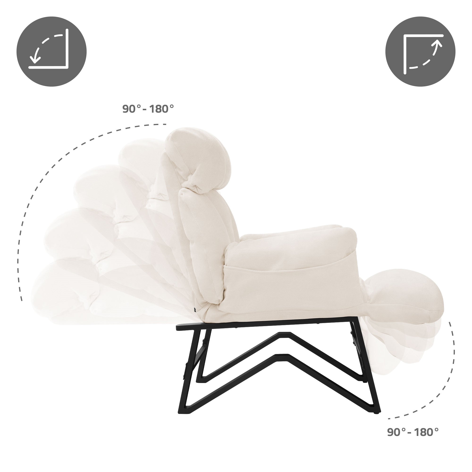 ML-Design fauteuil relax lin beige 85x82x102 cm inclinable