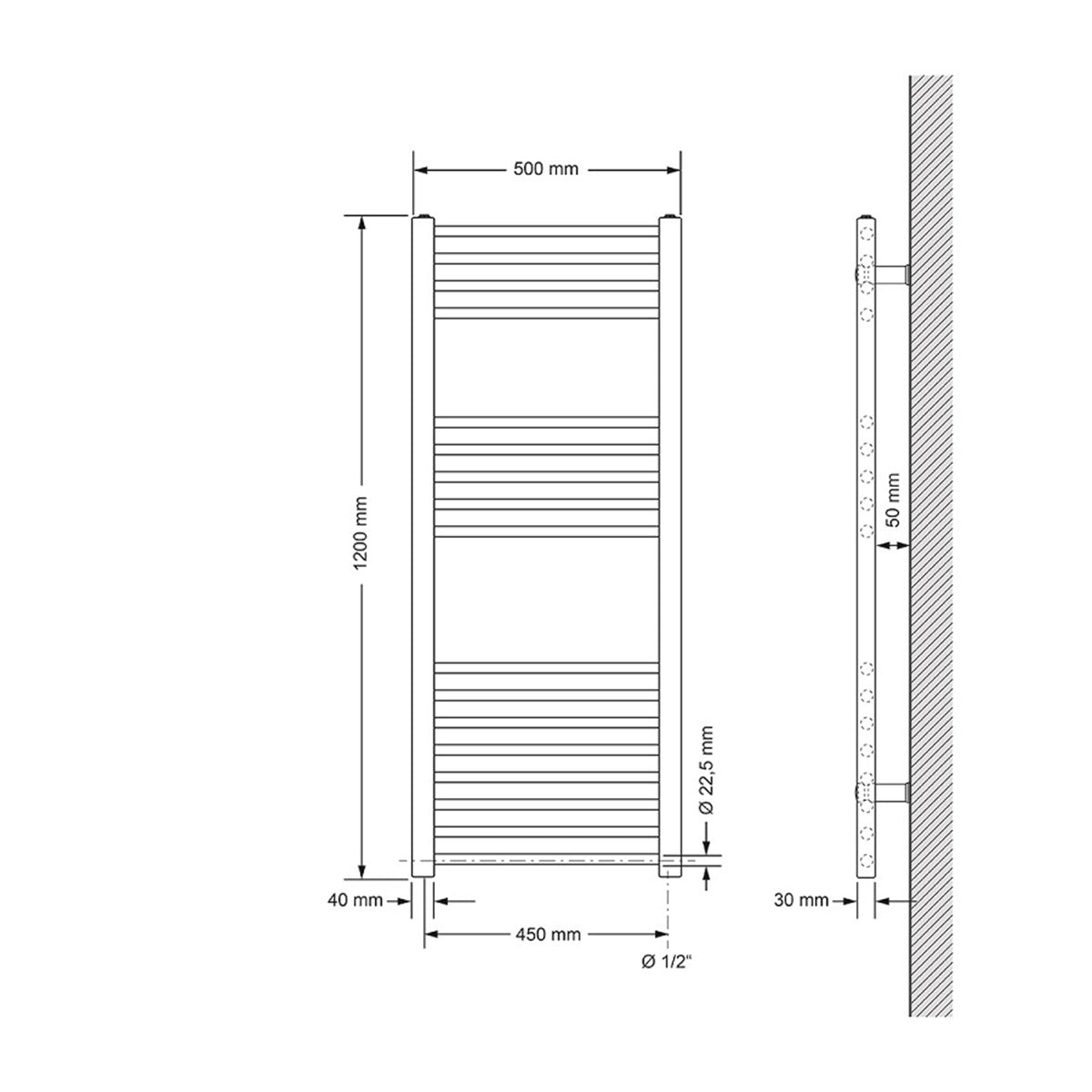 LuxeBath Sahara radiateur bain 900W noir 50x120 cm