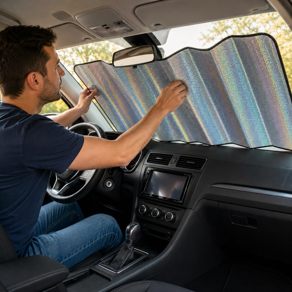 Pare-Soleil Voiture Pliable 145x70 cm Anti-UV Holographique