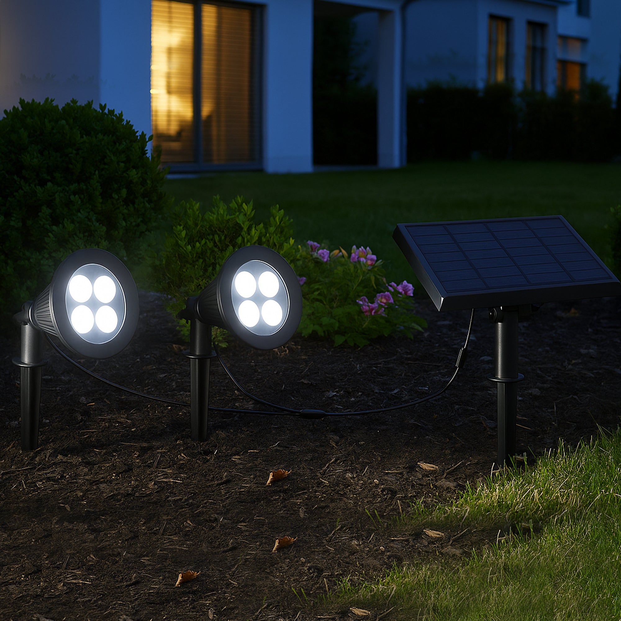 Red Deco Family Spiky double spot solaire lot de 2 H38cm LED