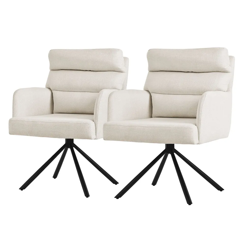 ECD Germany chaise salle à manger beige pivotante lot de 2