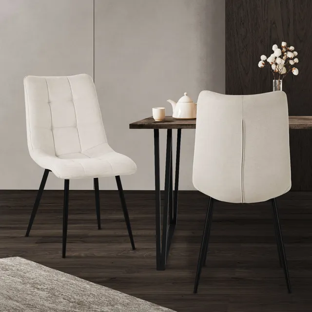 ECD Germany Möbel ML-Design chaise salle à manger beige x2 polyester