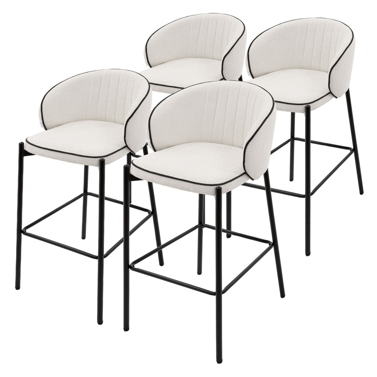 ECD Germany Möbel tabouret bar tissu anthracite lot de 2