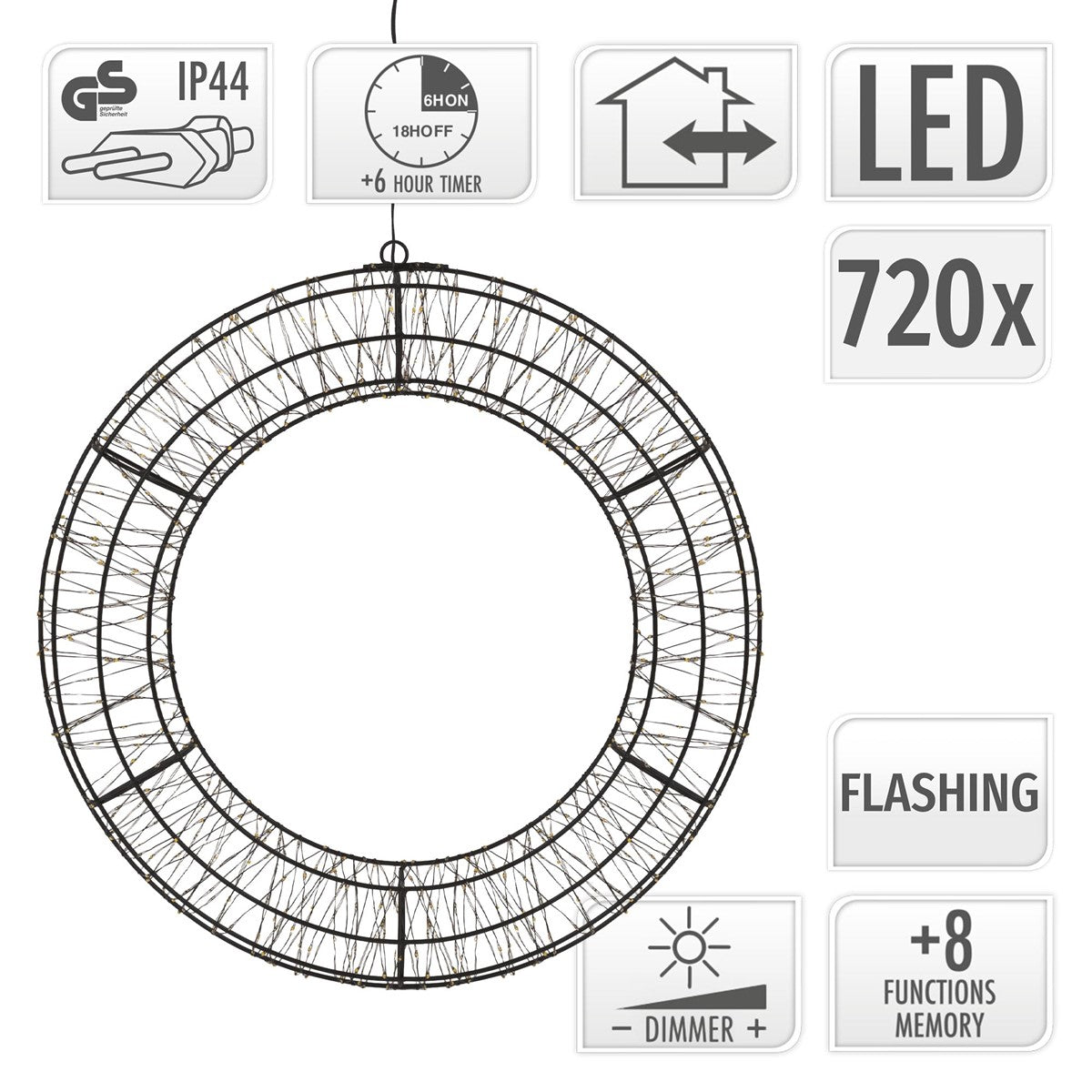 ECD Germany Couronne de Noël LED 50 cm blanc chaud 720 LED