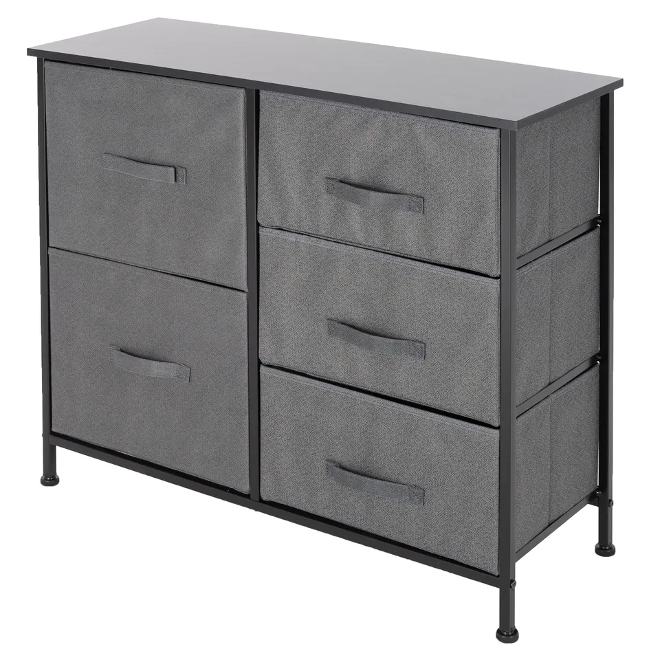ECD Germany commode 5 tiroirs noire 80x30x70 cm MDF tissu