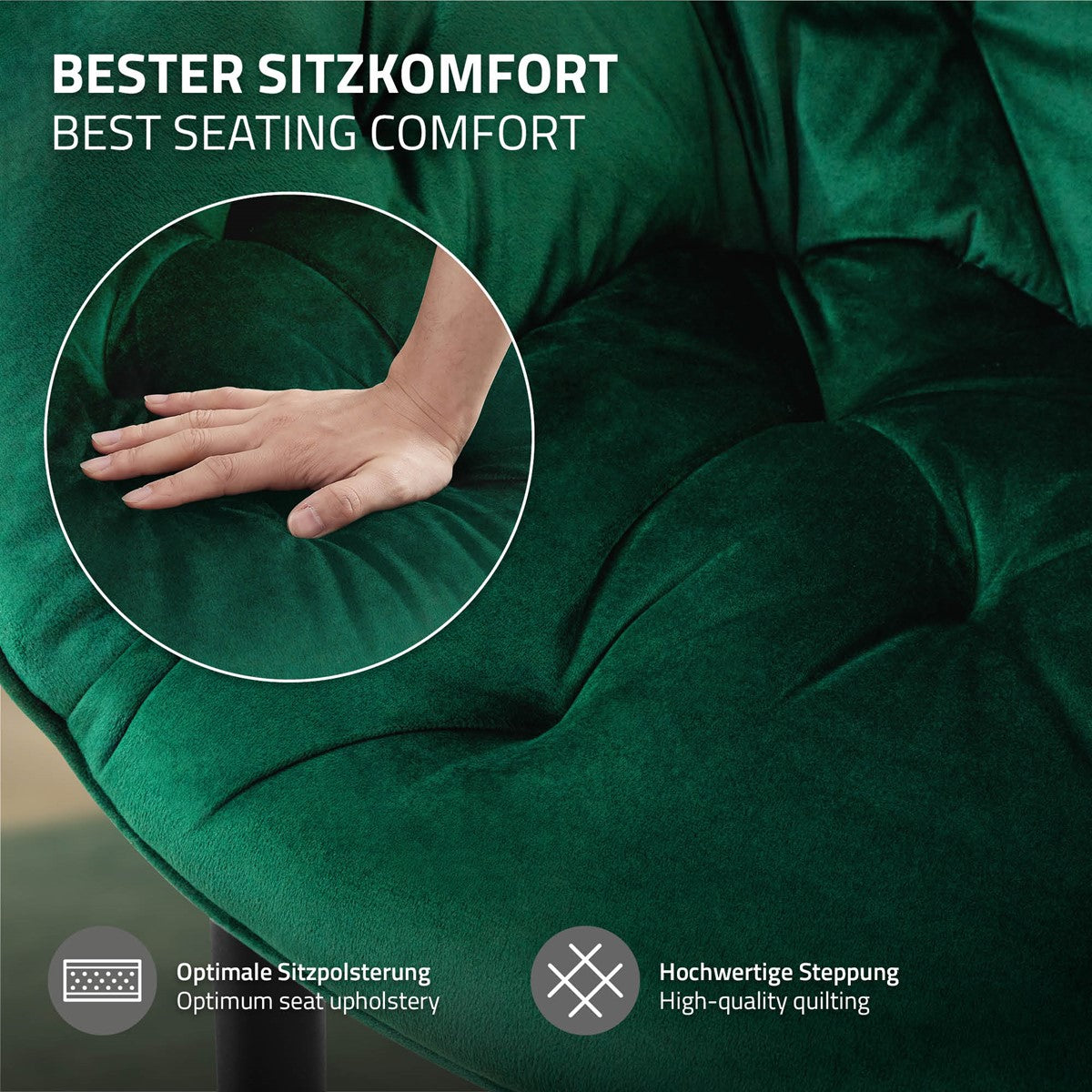 ECD Germany Möbel ML-Design 6 chaises velours vert foncé