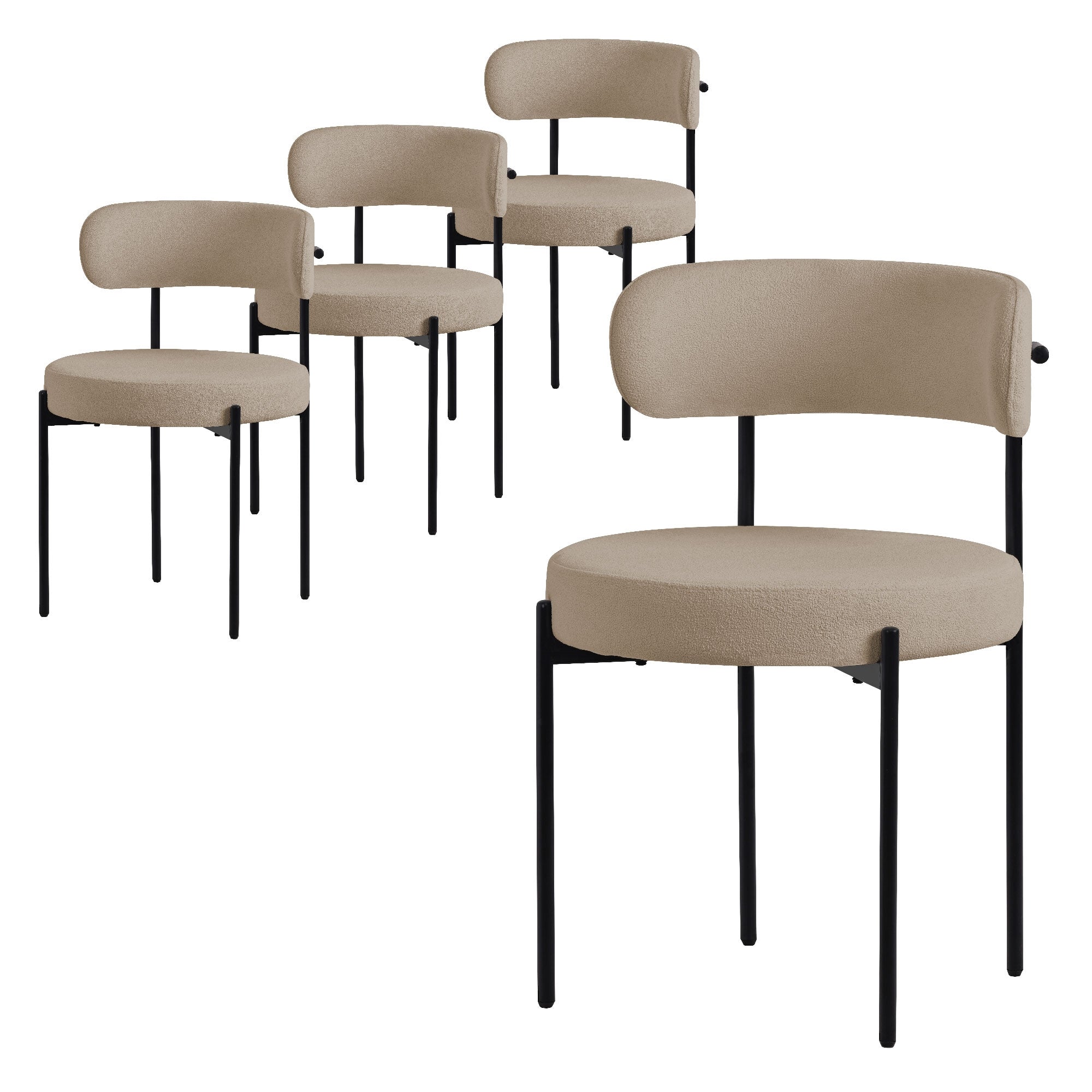 ECD Germany ML-Design chaise bouclé marron tissu teddy lot de 4