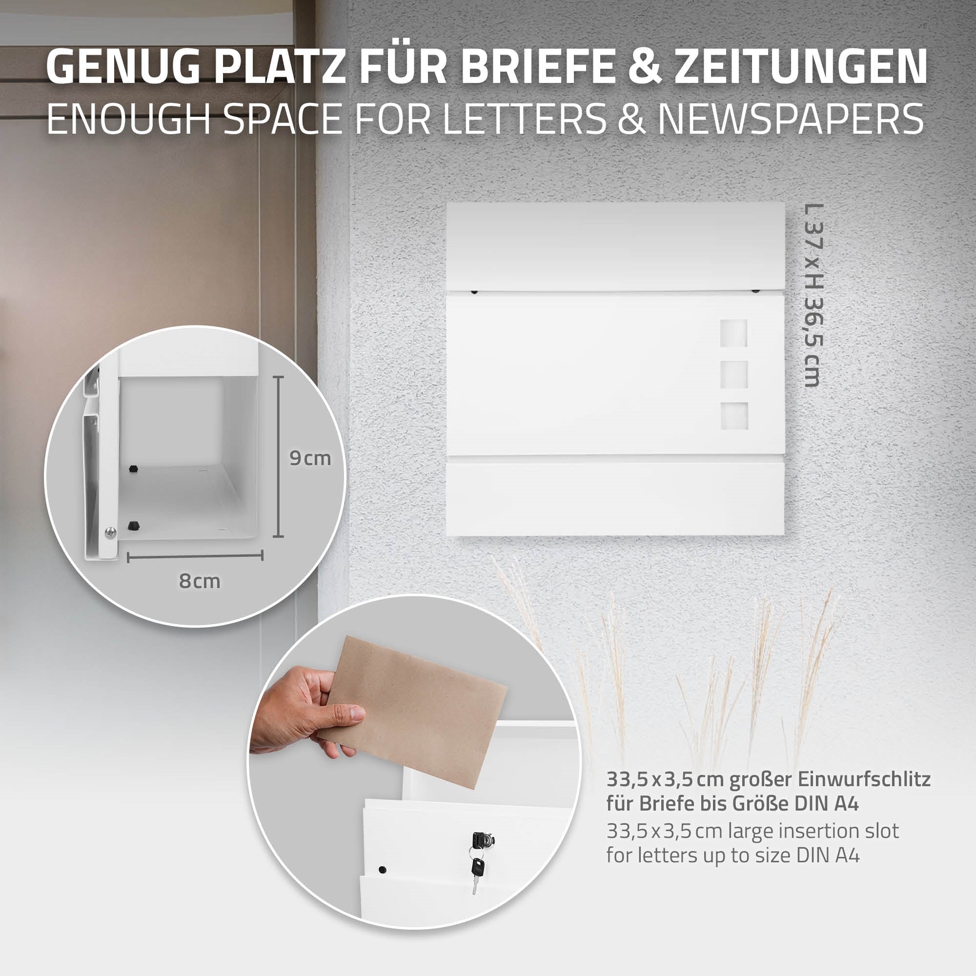 ECD Germany Modèle 6 boîte aux lettres sur pied blanc 37 cm