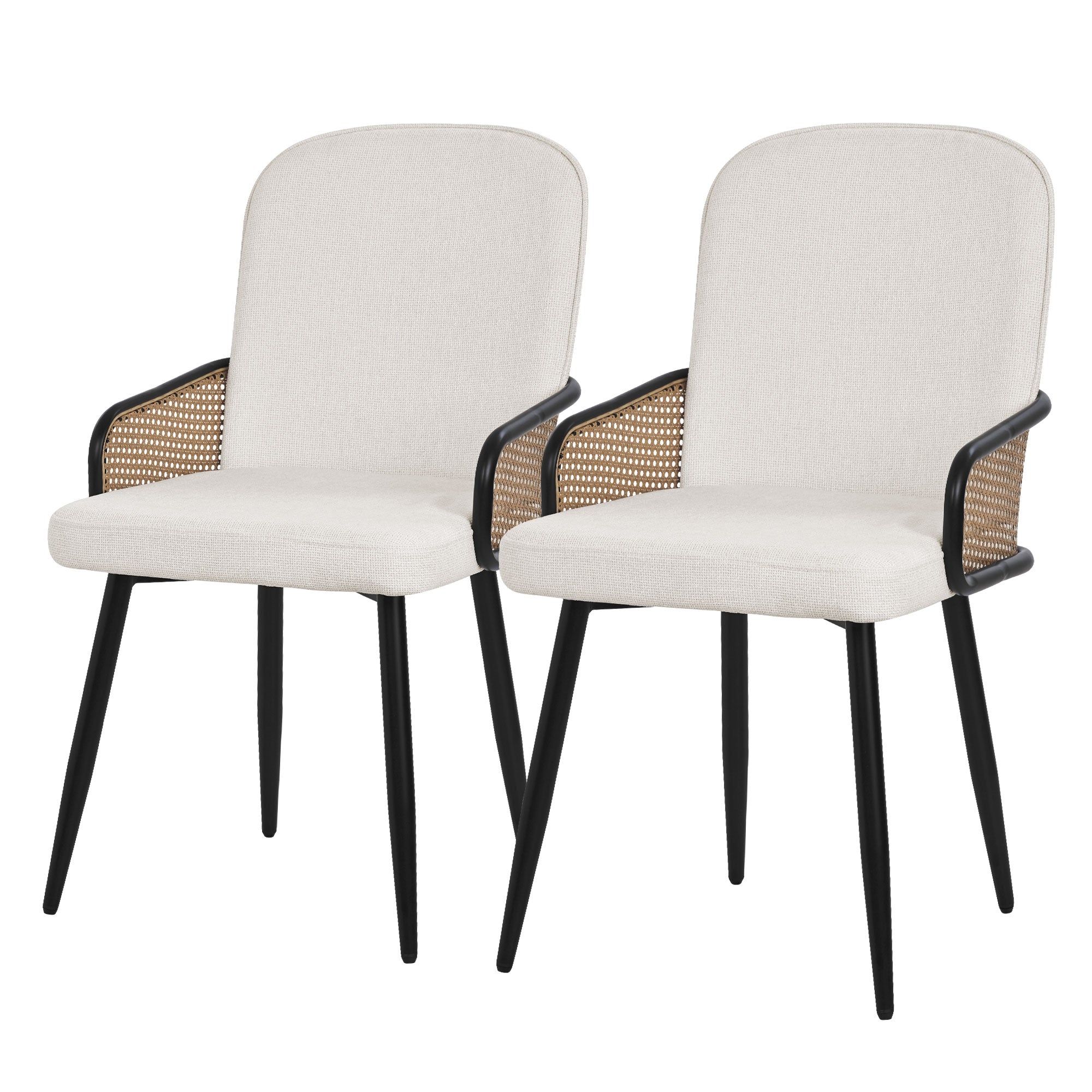 ECD Germany ML-Design lot 2 chaises tissu anthracite rotin 120 kg